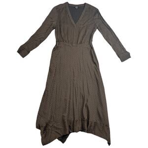 & Other Stories Paris Atelier Striped V Neck Long Sleeve Dress Asymmetrical - 8